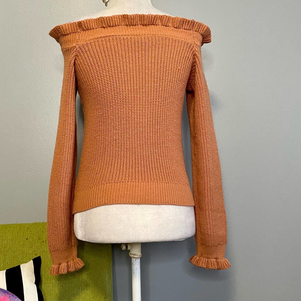 Lulus Staying Stylish Terra Cotta Off the Shoulder Knit Sweater - Picture 6 of 6